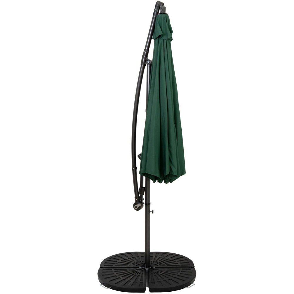 MonsterShop Green Cantilever Parasol with Full Fan Base 3m Image 3