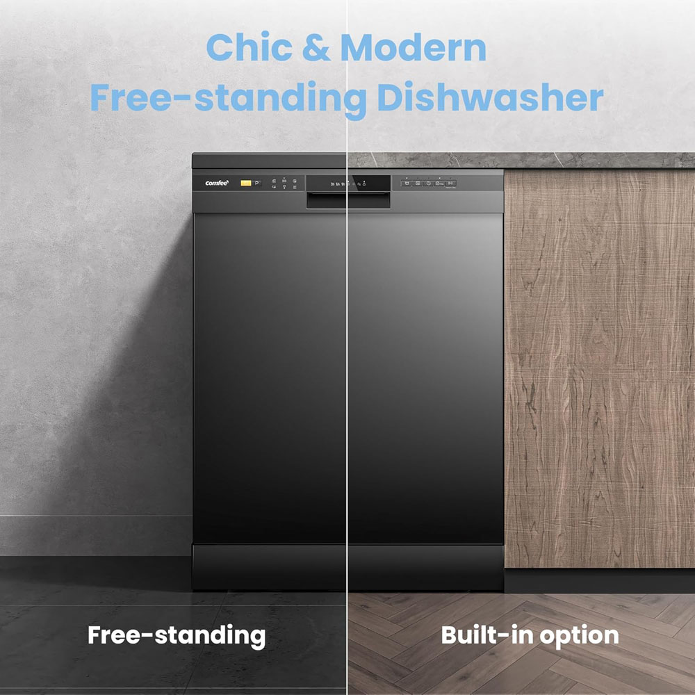 Comfee Black 12 Place Settings Freestanding Dishwasher with 6 Washing Programs Image 6