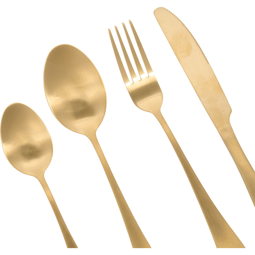 16 Piece Stainless Steel Matt Finish Cutlery Set Gold Image 3