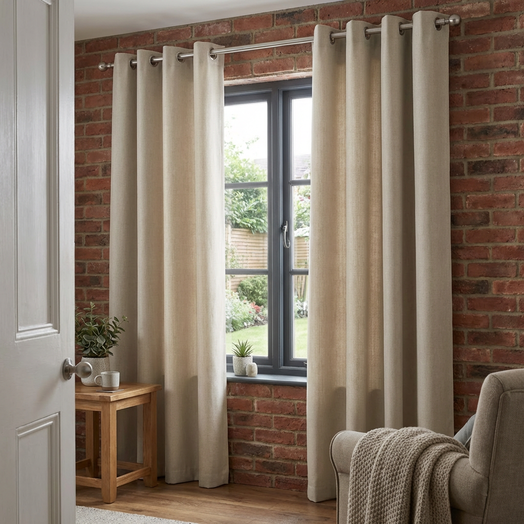 Taylor Blackout Eyelet Curtains - Natural / 168cm / 183cm Image 5