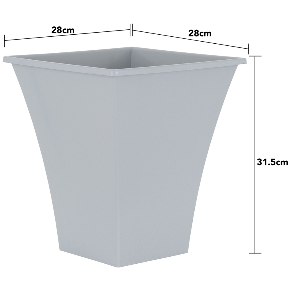 Wham Metallica Cement Grey Recycled Plastic Square Planter 28cm 4 Pack Image 6