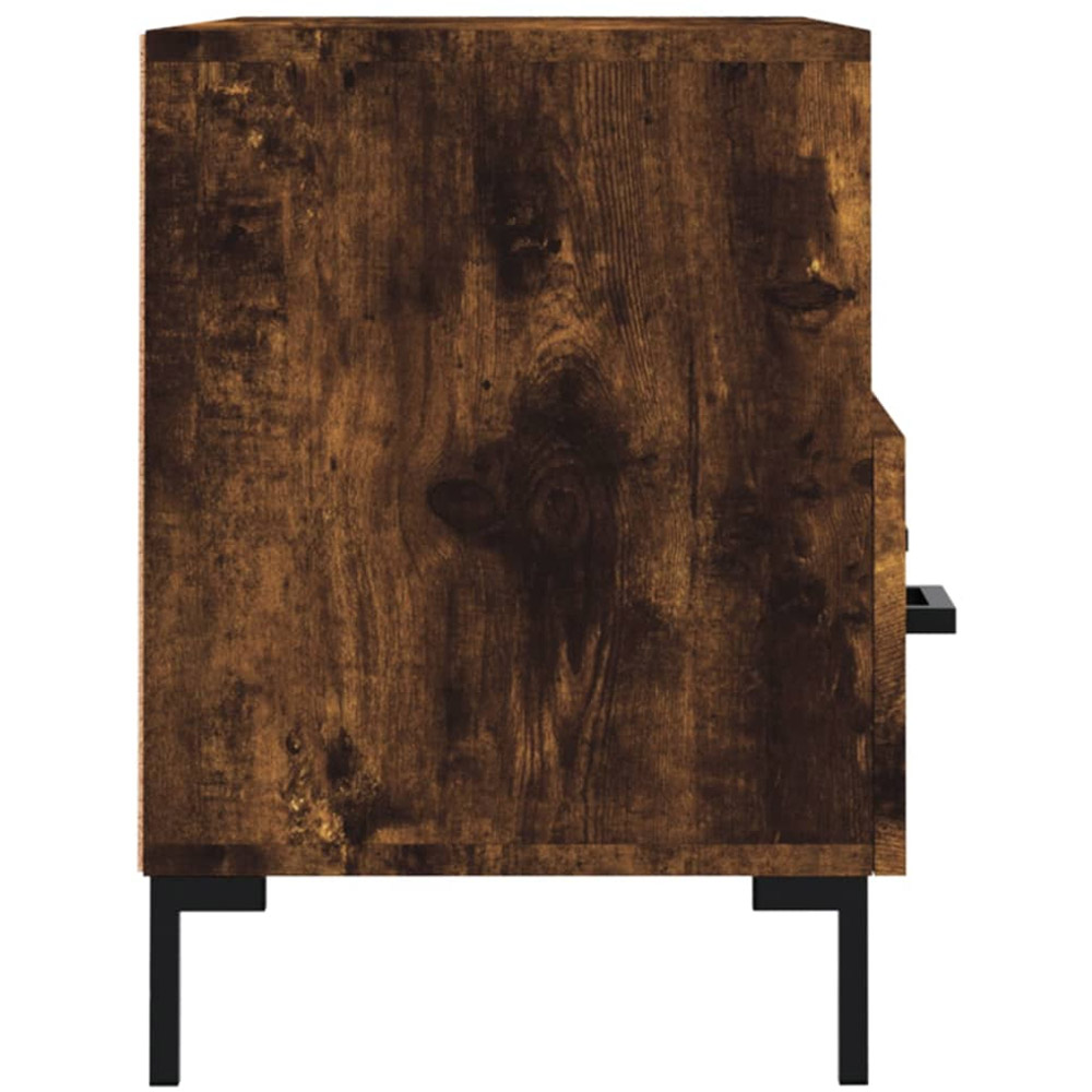 vidaXL 2 Drawer 2 Open Smoked Oak TV Cabinet with Metal Legs Image 7
