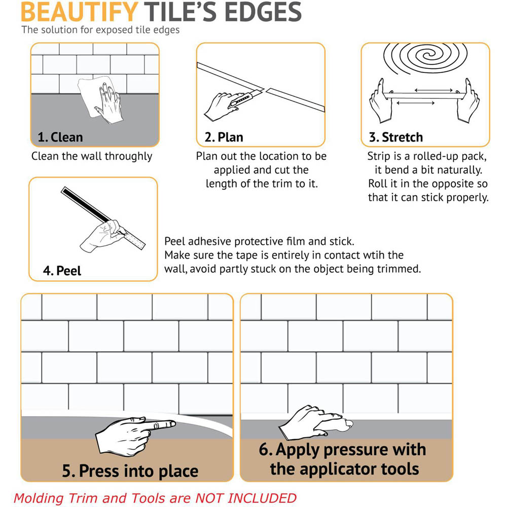 Walplus Pure White Grey 3D Tile Sticker 60 Pack Image 7
