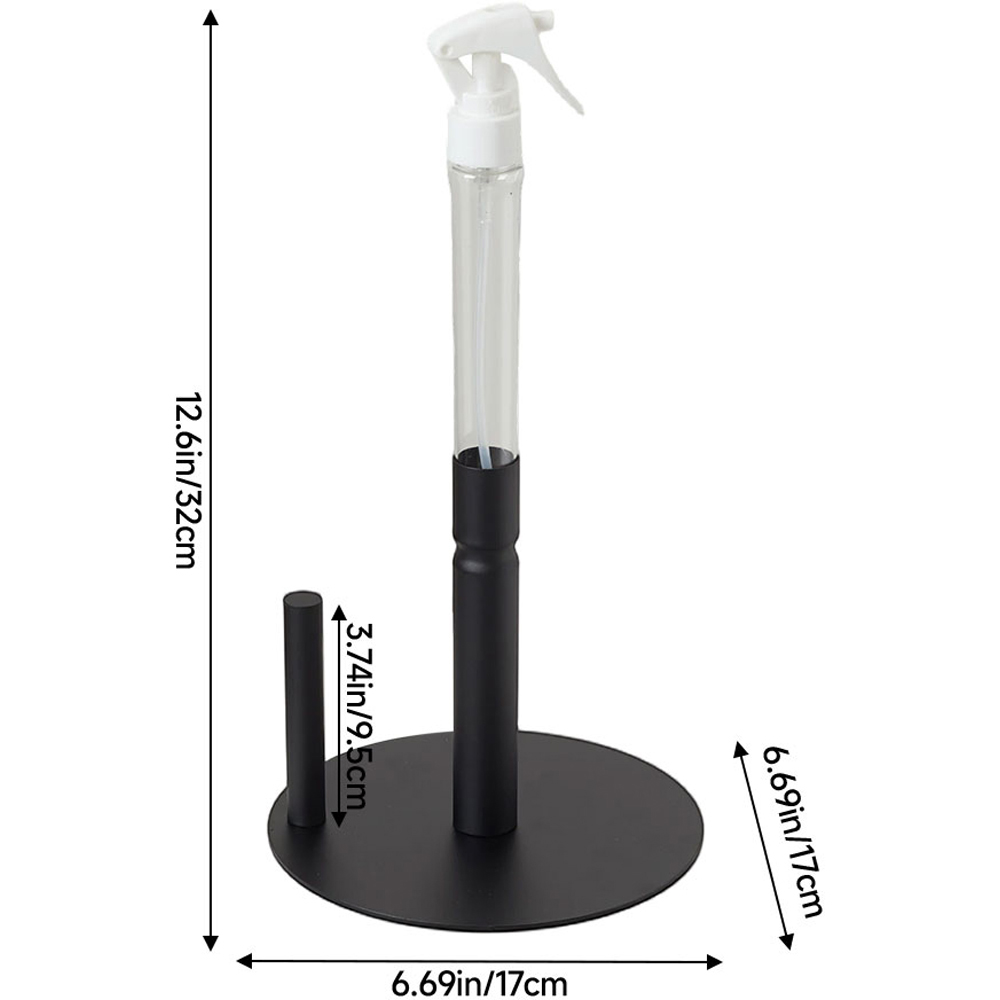 Living and Home 2-in-1 Black Stainless Steel Tissue Roll Holder with Spray Bottle Image 8