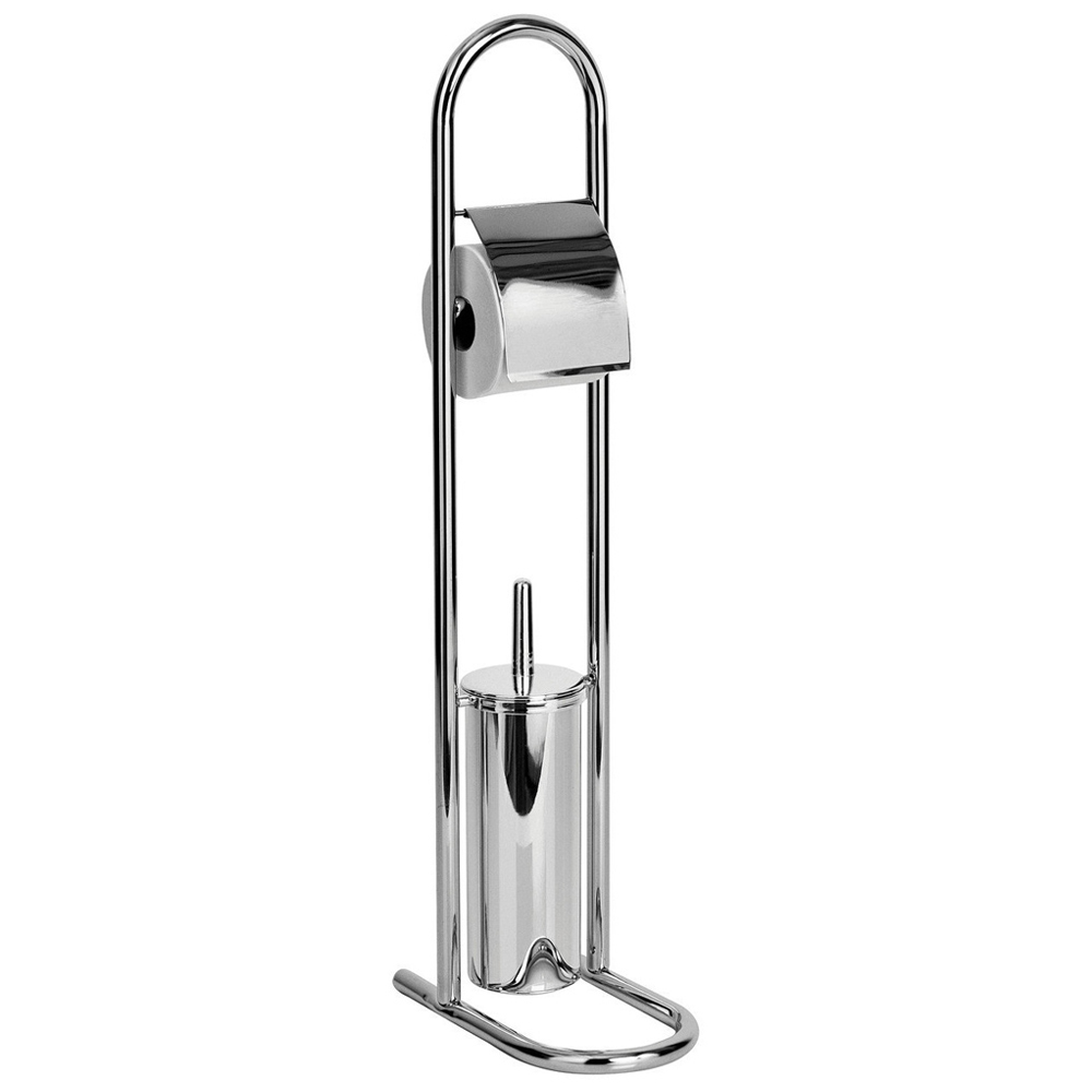 Premier Housewares Chrome Small Toilet Brush and Roll Holder Image 2