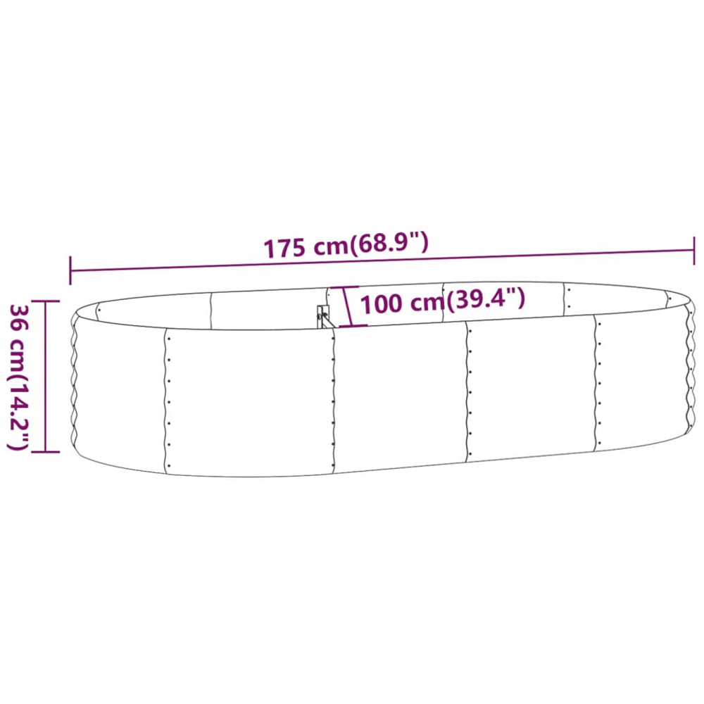 vidaXL Silver Galvanised Steel Raised Garden Bed 36 x 100 x 175cm Image 5