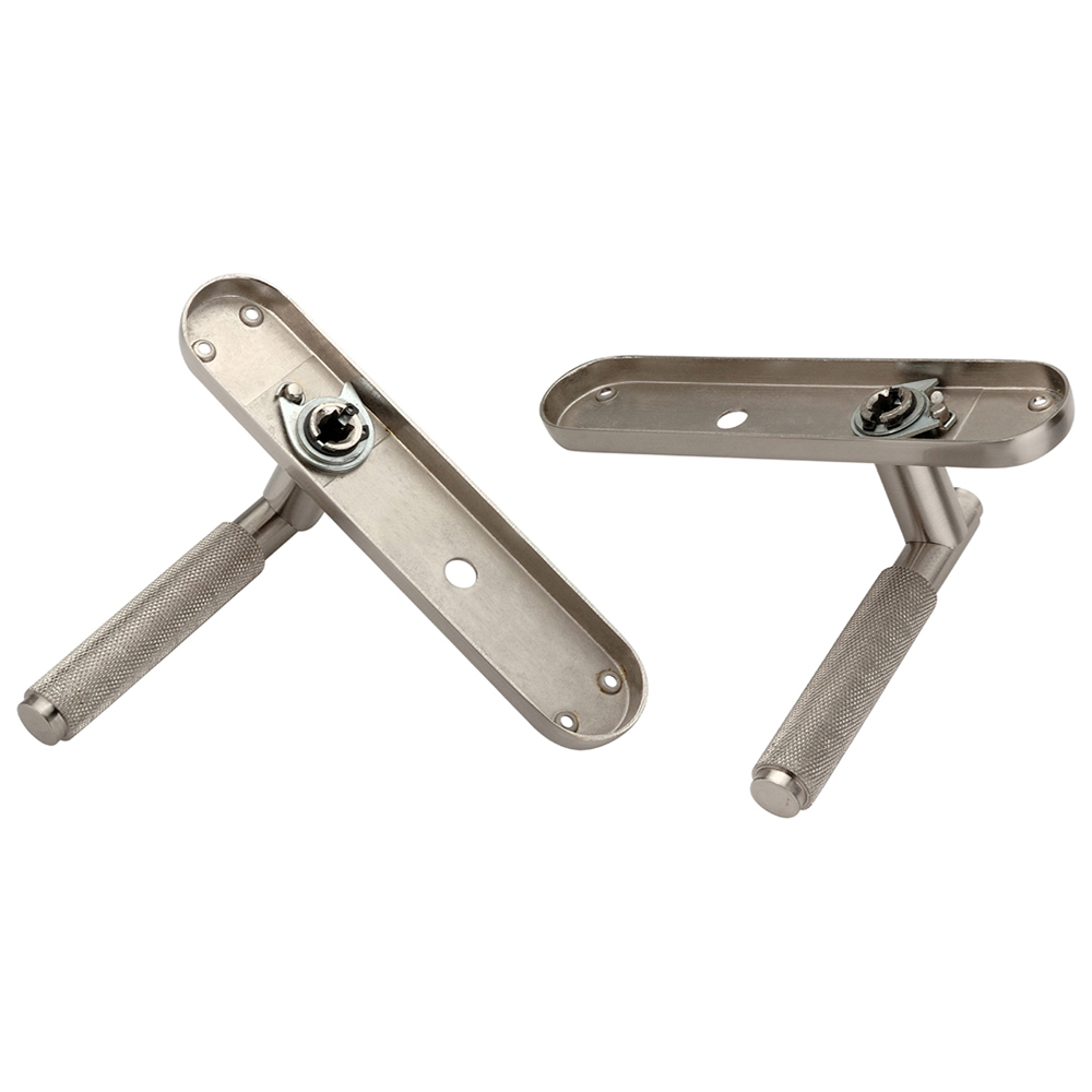 Spira Brass Connaught Satin Nickel Knurled Lever Door Handle with Privacy Backplate 2 Pack Image 3