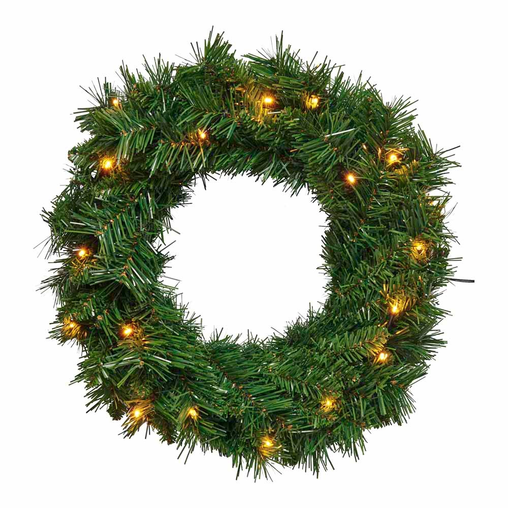 Wilko 45cm Pre-Lit Christmas Wreath with Warm White LEDs Image 2