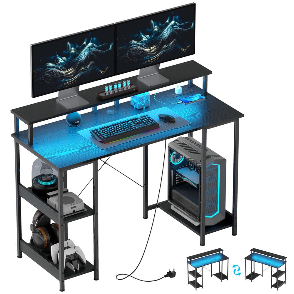 HOMCOM Black Reversible Computer Desk with Storage Image 2