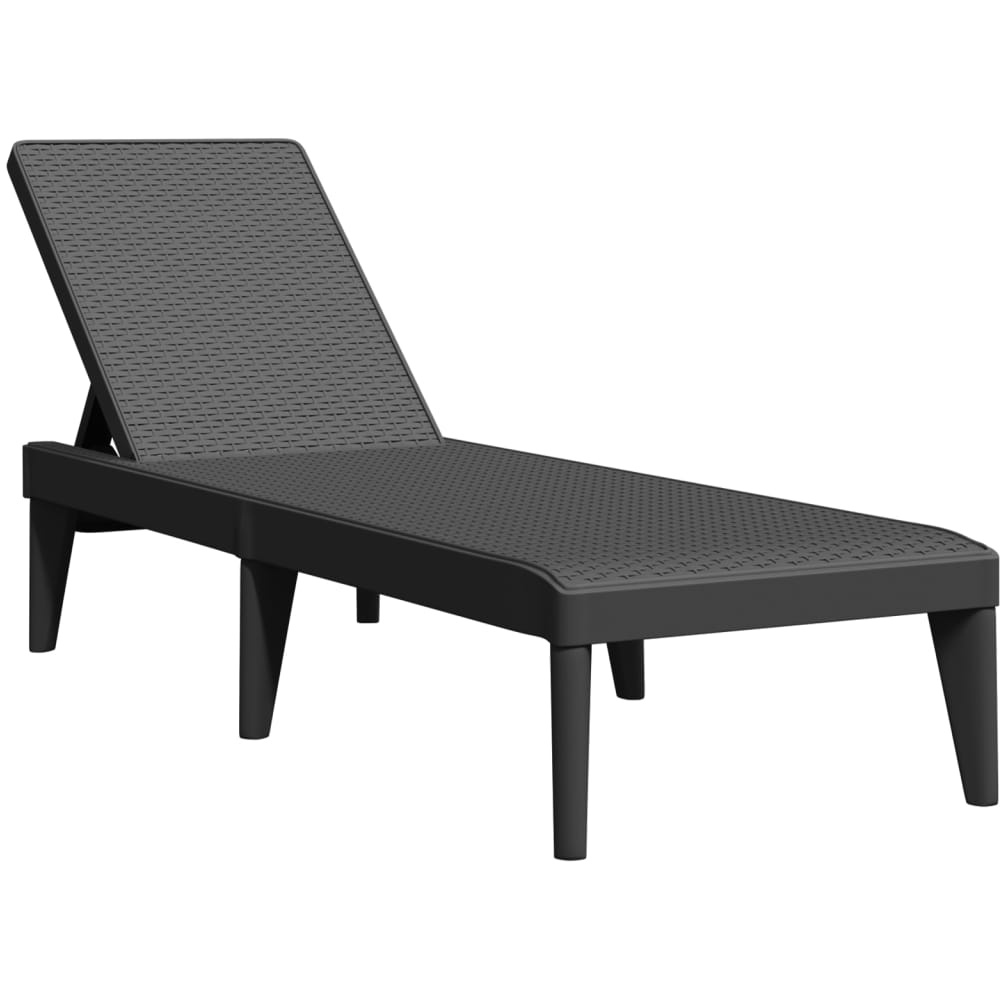 Walplus Anthracite Rattan 4 Position Adjustable Sun Lounger Image 2