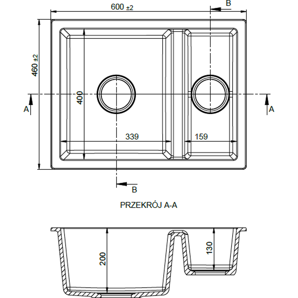 Reginox Toulon 1.5 PW Pure White 1.5 Bowl Granite Sink 460 x 600mm Image 3