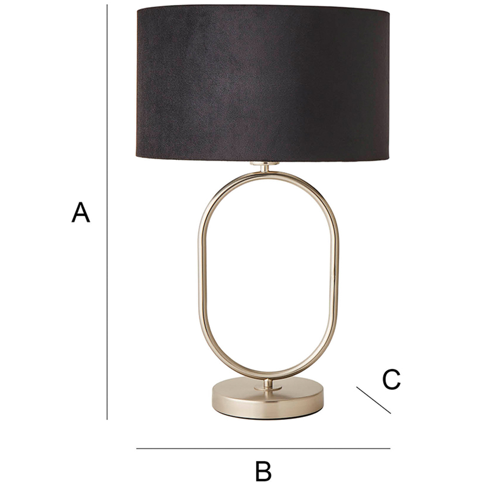 ValueLights Antonia Black Velvet Drum Lamp Shade Brushed Chrome Oval LED Table Lamp Image 7