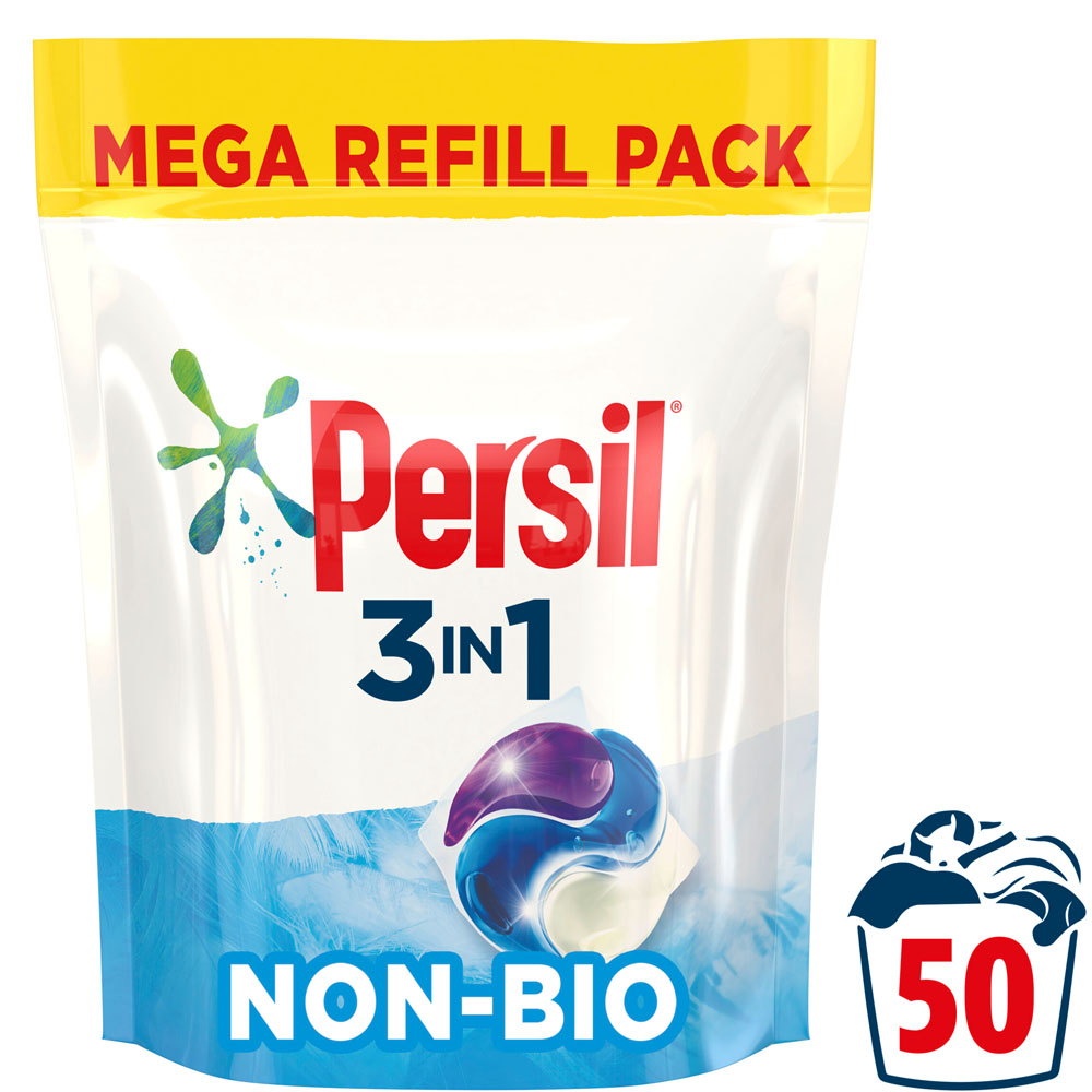 Persil Non Bio 3 in 1 Laundry Washing Capsules 50 Washes Case of 3 Image 3