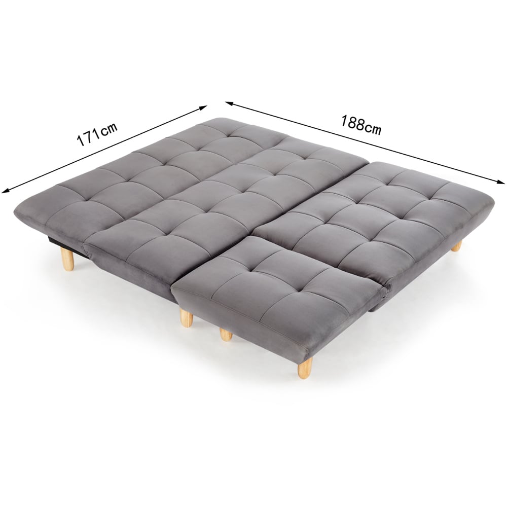 Home Detail Morgan Double Sleeper Grey Velvet Sofa Bed with Chaise Image 7