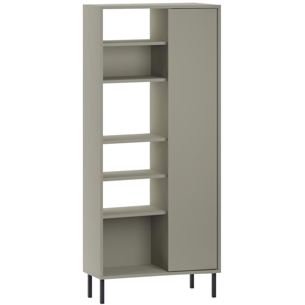 FWStyle Single Door 6 Shelf Ash Green Curved Modern Bookcase Image 2