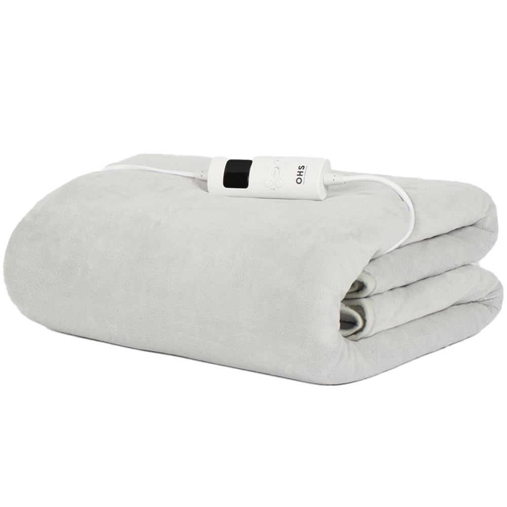 OHS Grey and White Sherpa Heated Over Electric Blanket Image 1