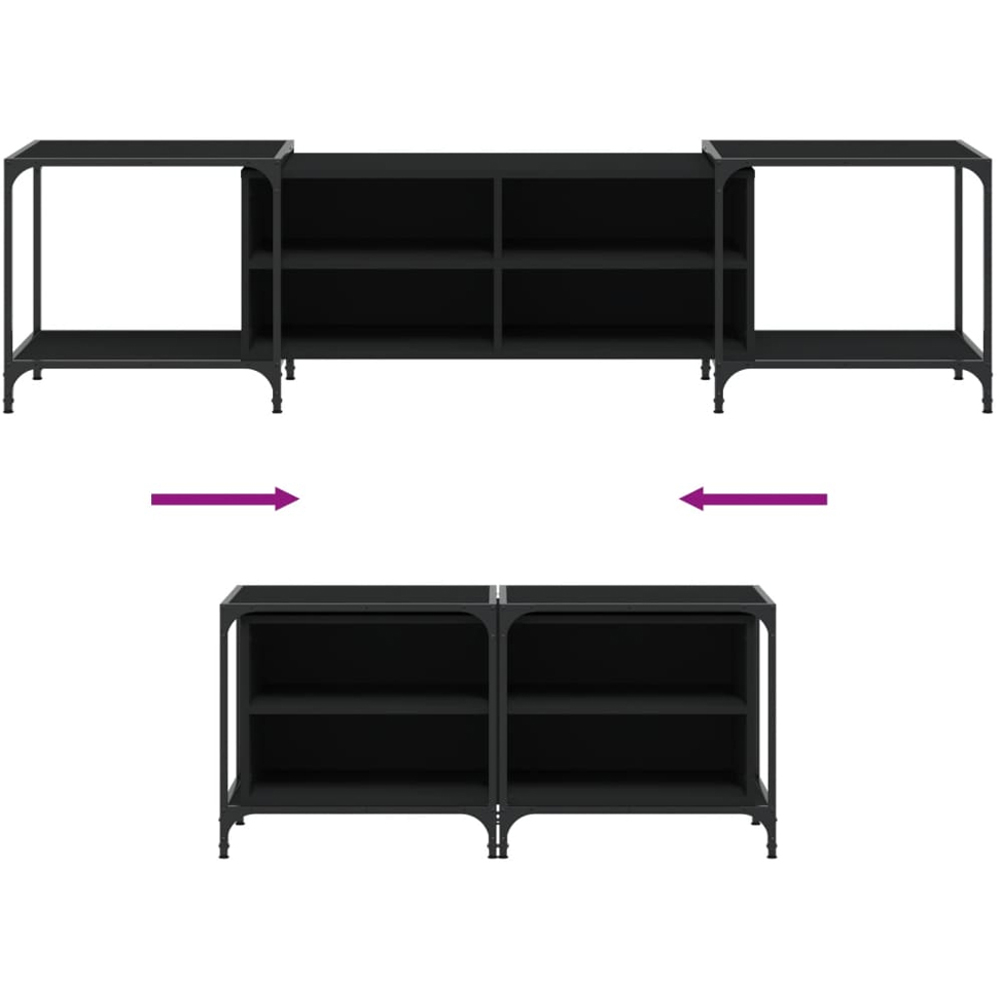 vidaXL 4 Shelf Black Wood and Metal Adjustable TV Cabinet Image 6