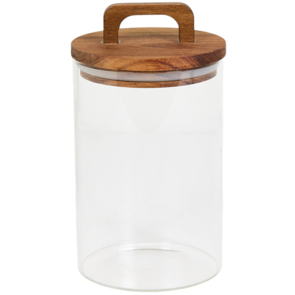 Glass Storage Jar with Handled LidClear900ml Image 1