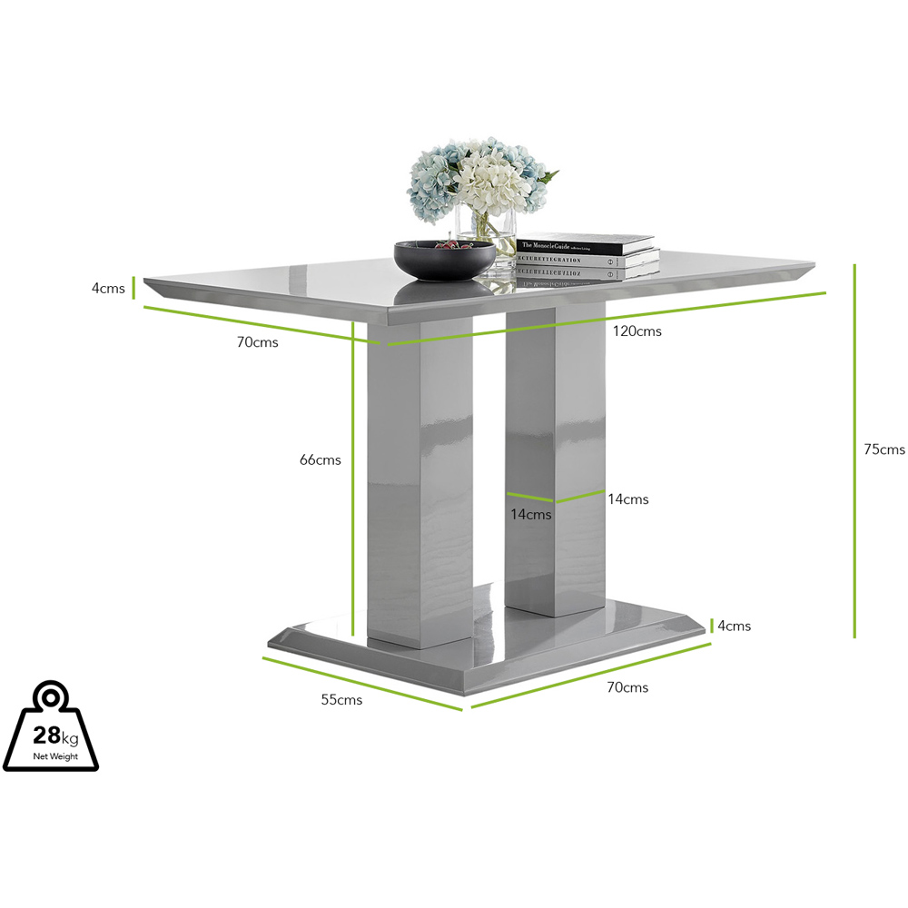 Furniturebox Molini Valera 4 Seater Dining Set Grey Gloss Cream and Chrome Image 4