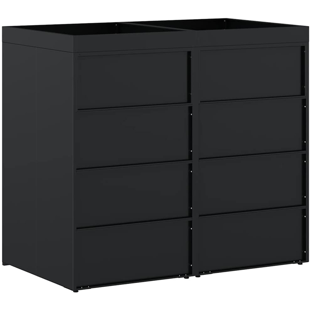 vidaXL Black 2 Wheelie Bin Storage Shed with Planter Roof Image 5