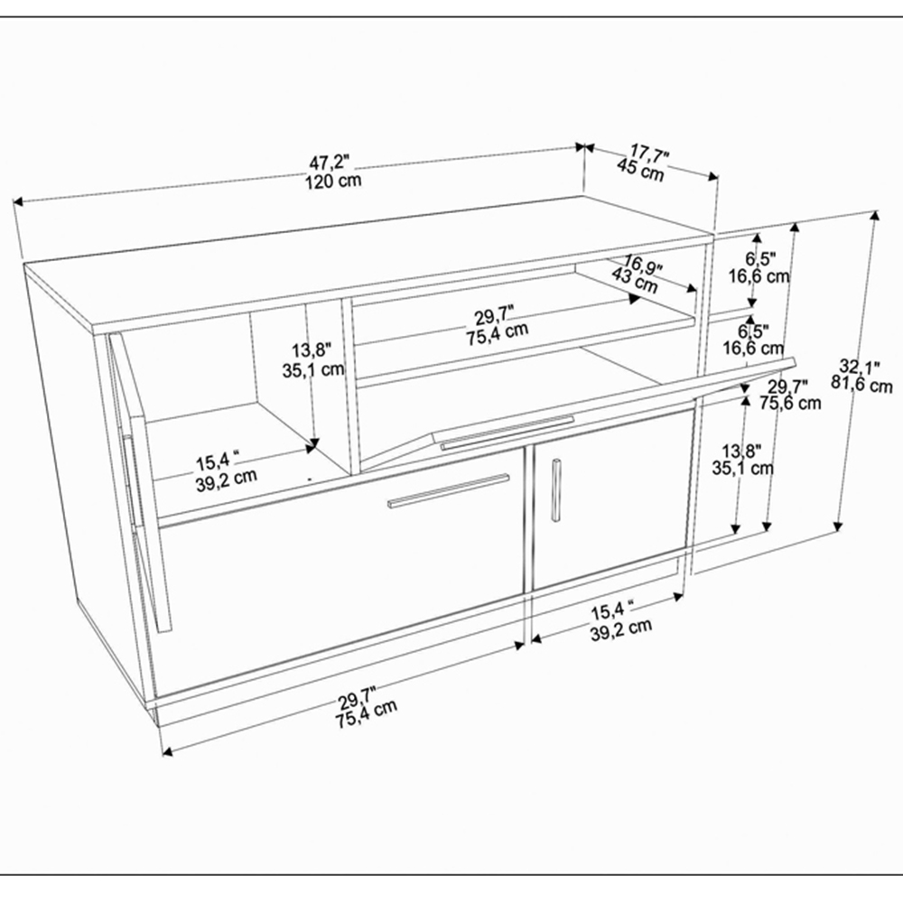 Decorotika Mares 4 Door White and Galaxy Coffee Sideboard Cabinet Image 7