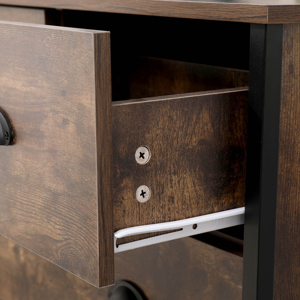 FurnitureHMD 4 Drawer Black and Brown Industrial Wooden Chest of Drawers Image 6