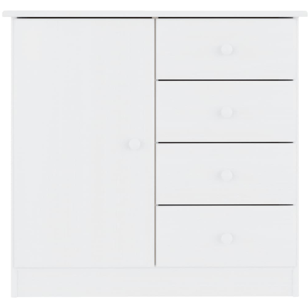 vidaXL Single Door 3 Drawer White Solid Pine Wood Sideboard Image 3