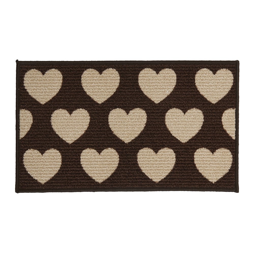 Wilko Brown Heart Design Loop Doormat 44 x 75cm Image