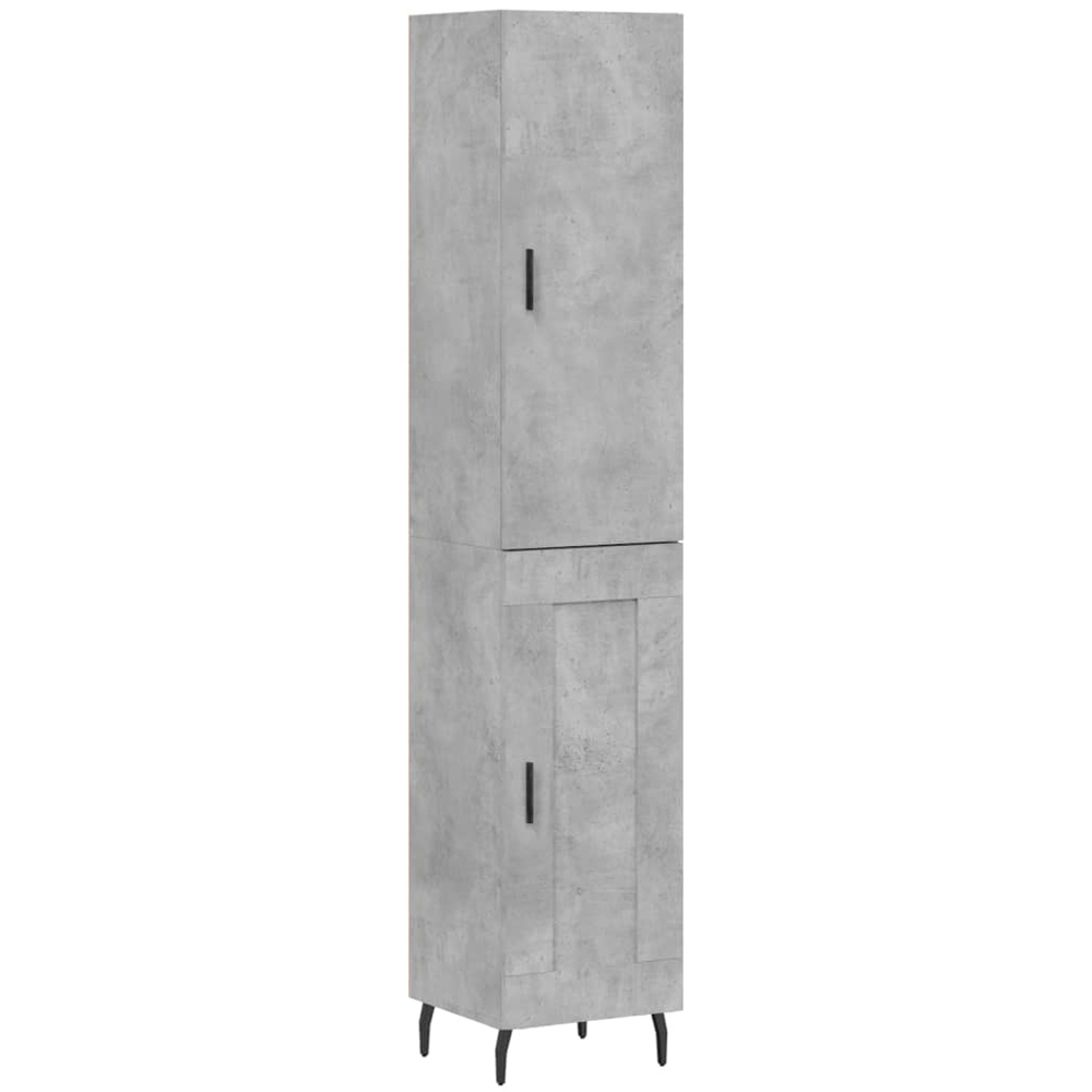 vidaXL 2 Door Concrete Grey Tall Highboard with Black Handle Image 2