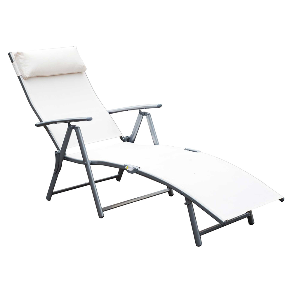 Outsunny Texteline Cream Sun Lounger Image 2