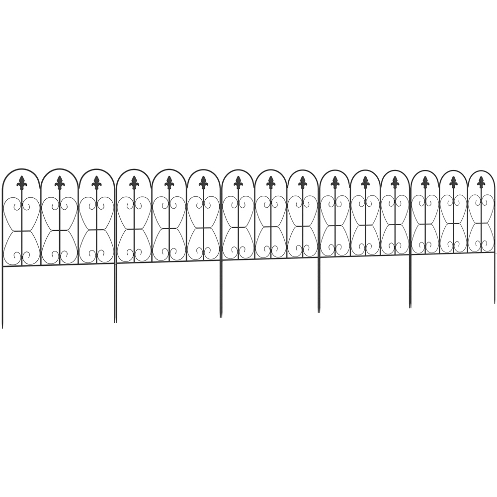 Outsunny Black Metal Wire 2.7 x 2.05ft 5 Pack Decorative Garden Fence Panel Image 1