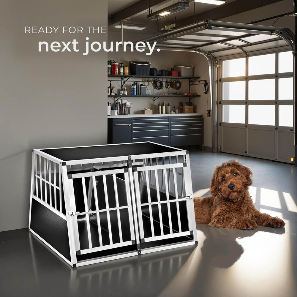 tectake Black Double Dog Crate 104cm Image 8