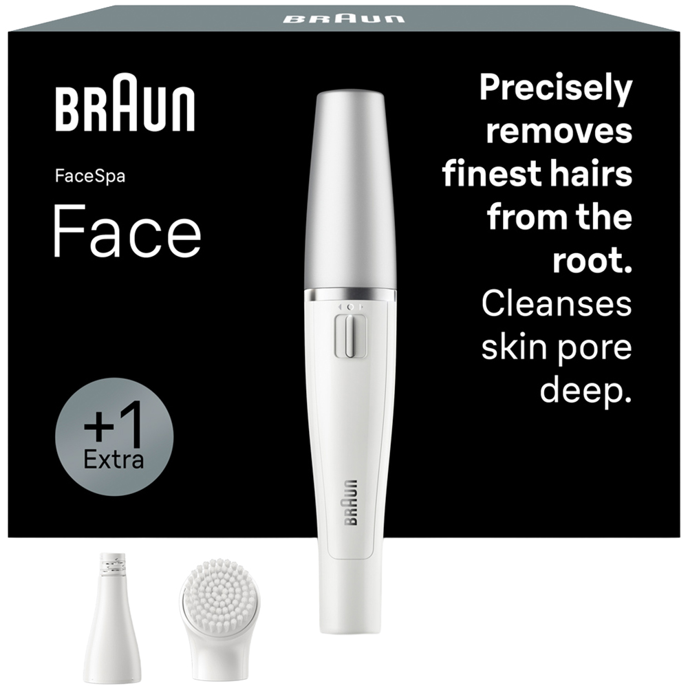 Braun FaceSpa White Waterproof Facial Epilator with Cleaning Brush Image 3
