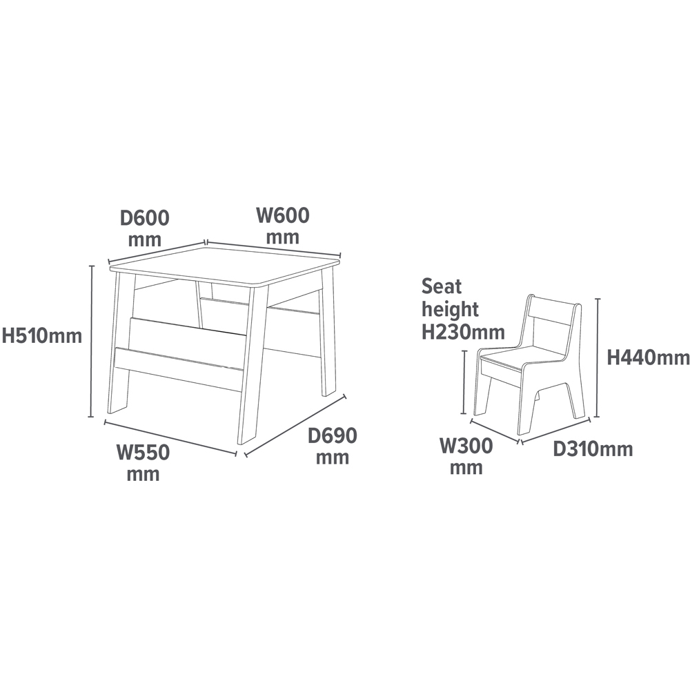 Standard height of children's table best sale