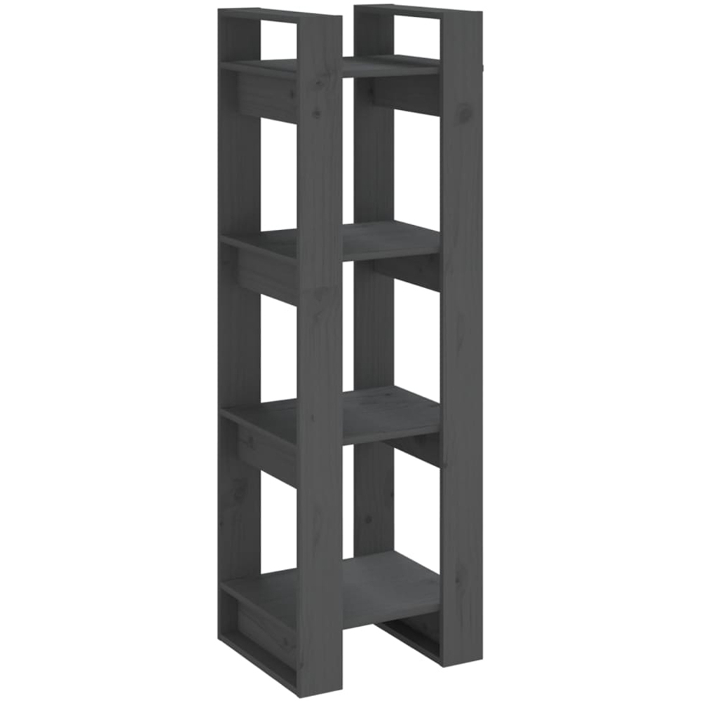 vidaXL 4 Shelf Grey Solid Pine Wood Bookcase Image 2