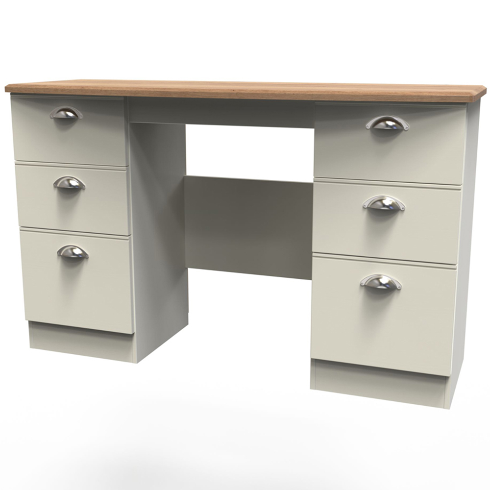 Crowndale Victoria 6 Drawer Cream Ash and Oak Kneehole Desk Image 4