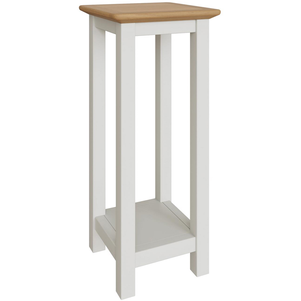 FWStyle Taberno Single Shelf White Linen and Oak Side Table Image 2