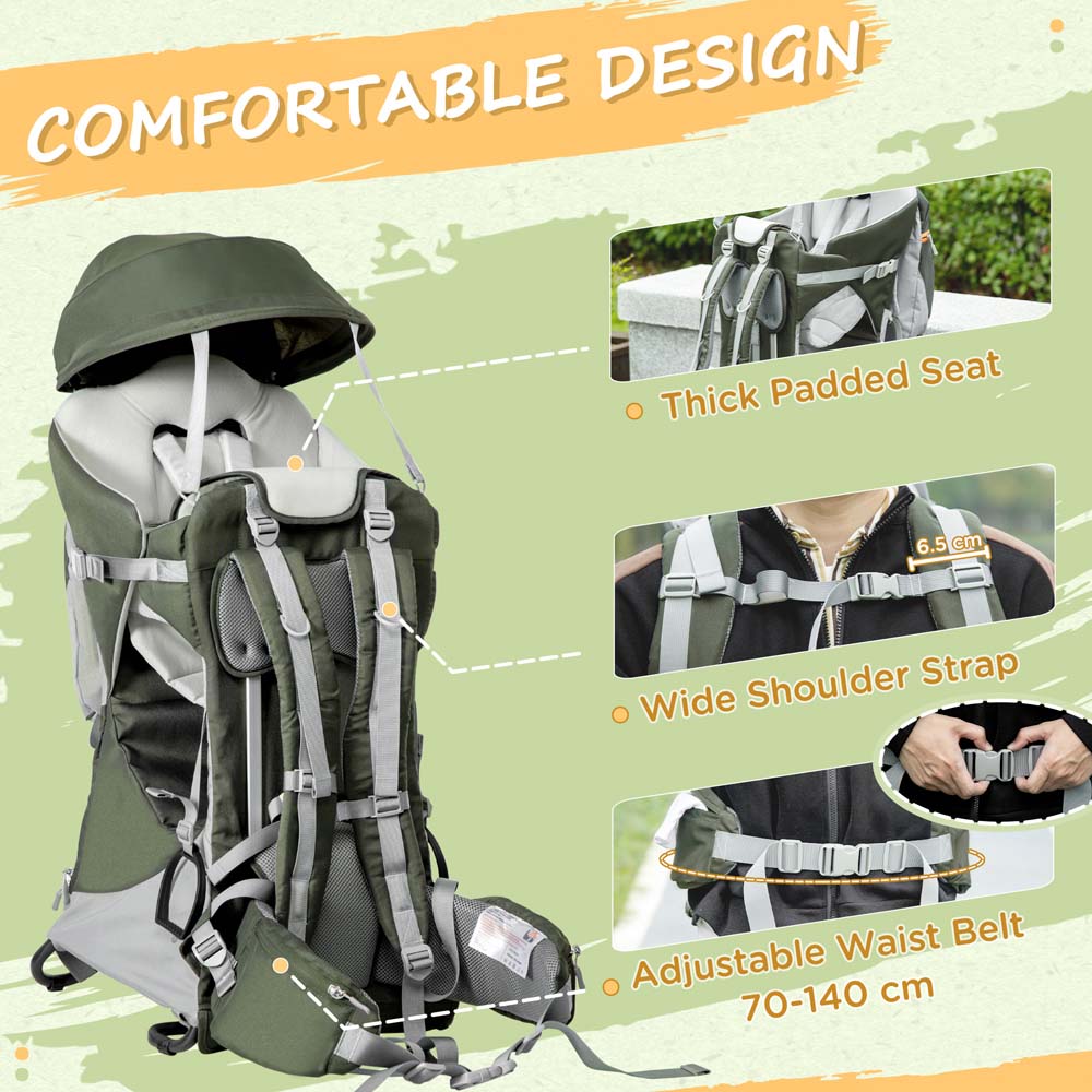 Portland Green Hiking Baby Backpack Carrier Image 4