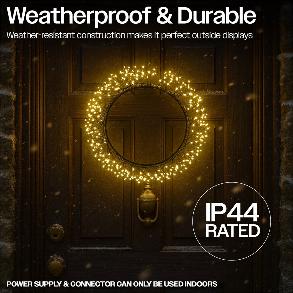 Xmas Haus Black 900 Warm White Micro LED Christmas Wreath 35cm Image 4