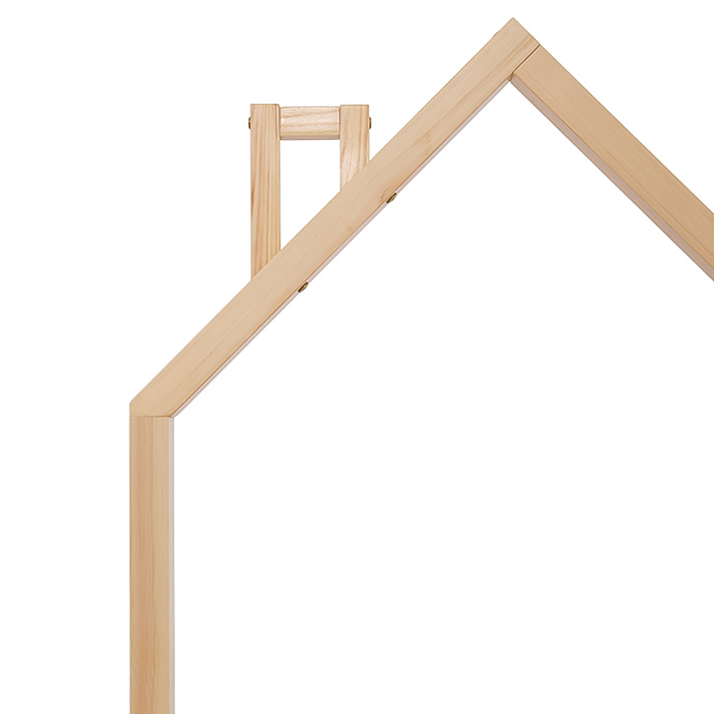 Living and Home Kids Natural Pine Wood Floor Bed Frame with Roof Headboard Image 8