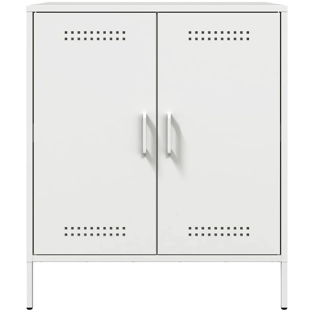 vidaXL 2 Door Steel White Sideboard Image 4