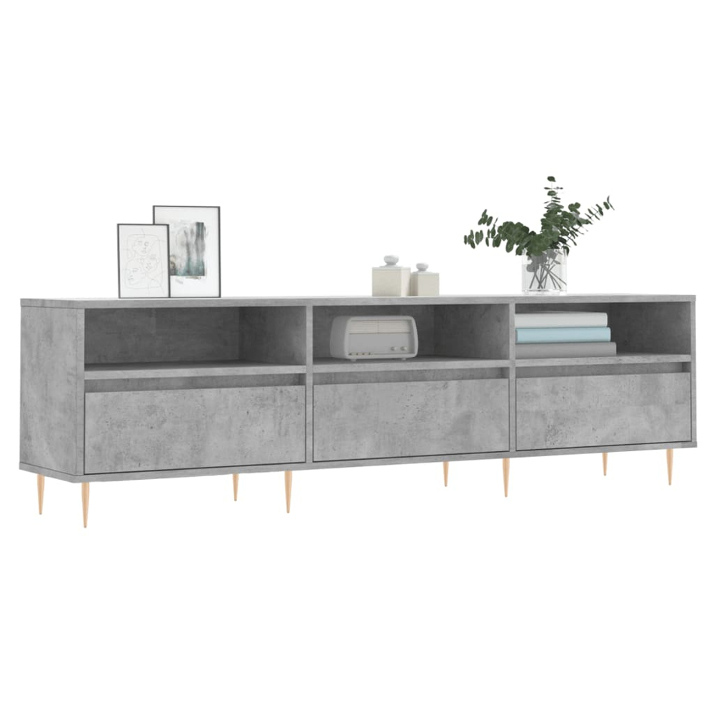 vidaXL 3 Drawer 3 Shelf Concrete Grey TV Cabinet Image 3