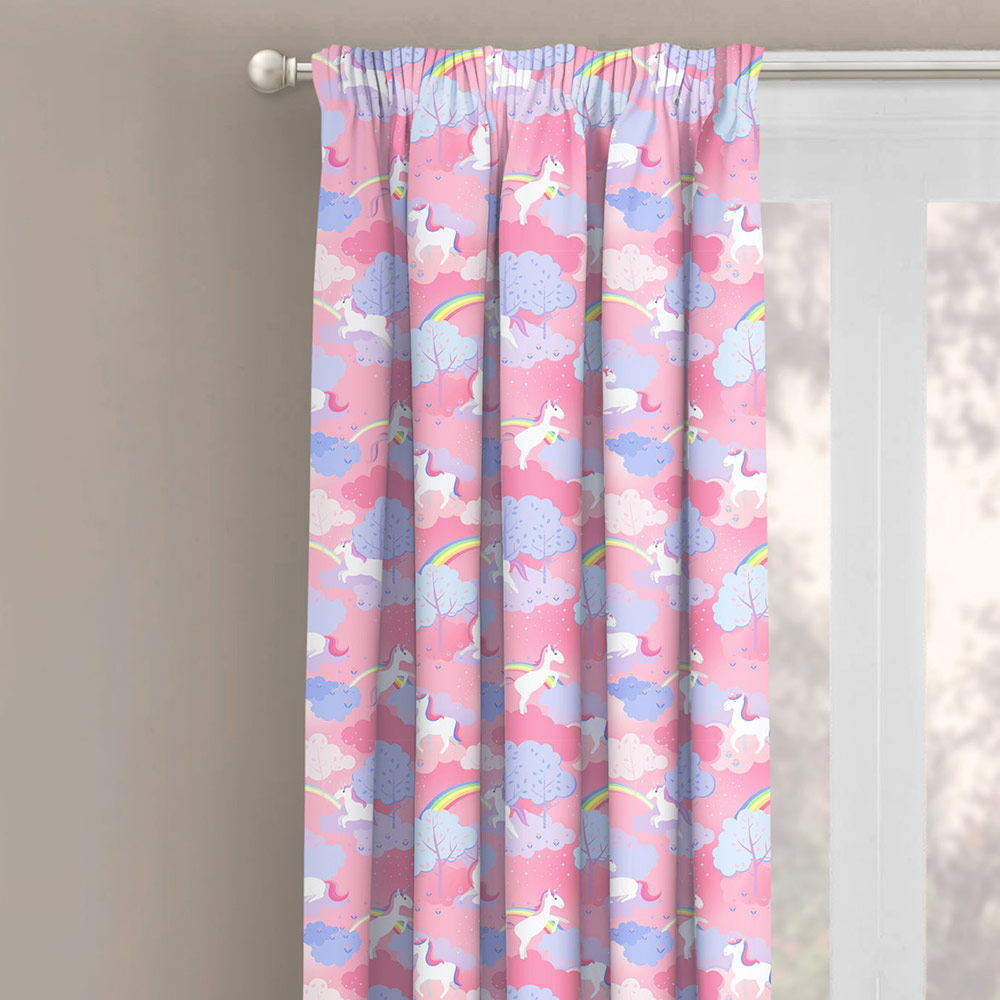 Velosso Unicorn Rainbow Pink Curtain Pair 168X189cm Image 2