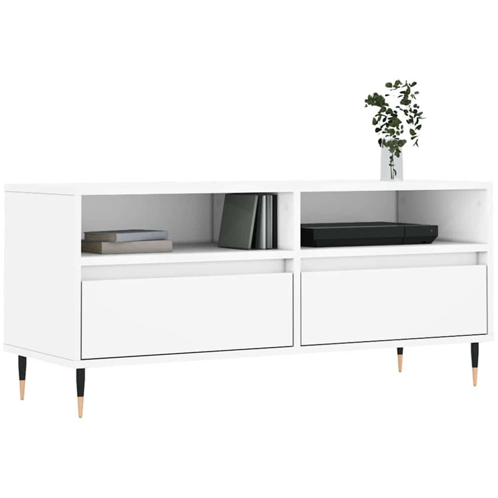 vidaXL 2 Drawer 2 Shelf White TV Cabinet Image 3