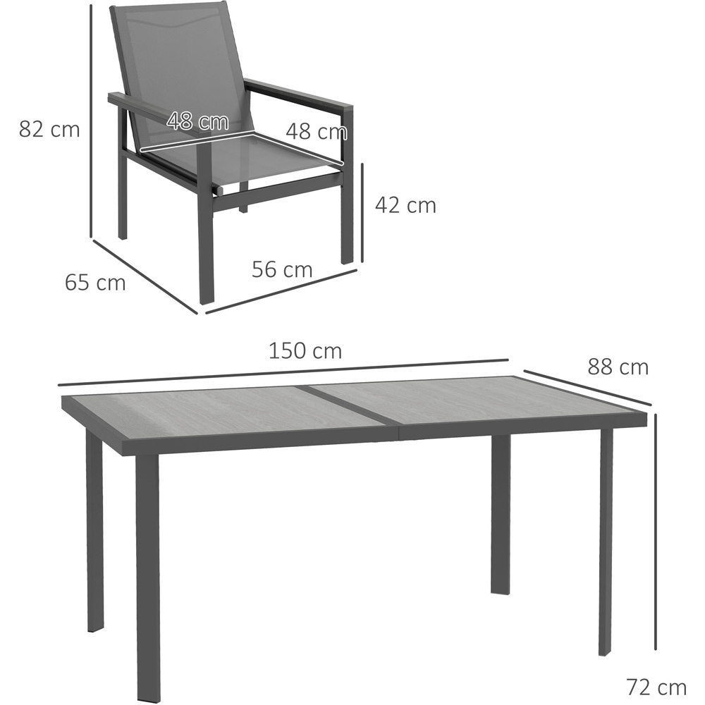Outsunny 6 Seater Steel Rectangular Garden Dining Set Grey Image 7