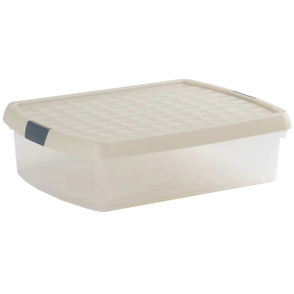 Wham Clip 8.5L Clear Stone and Slate Grey Rectangular Storage Box with Lid 4 Pack Image 1