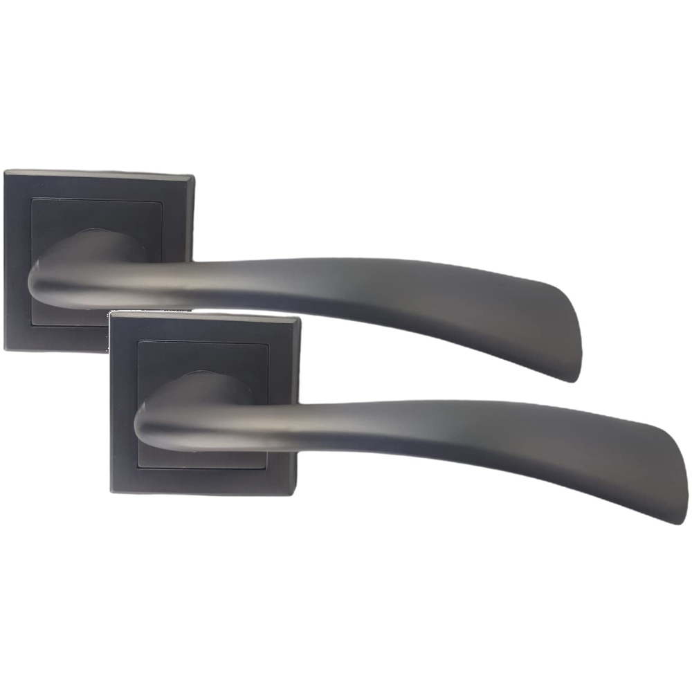 Golden Grace Matt Satin Black and Graphite Grey Scimitar Door Handle Set Image 1