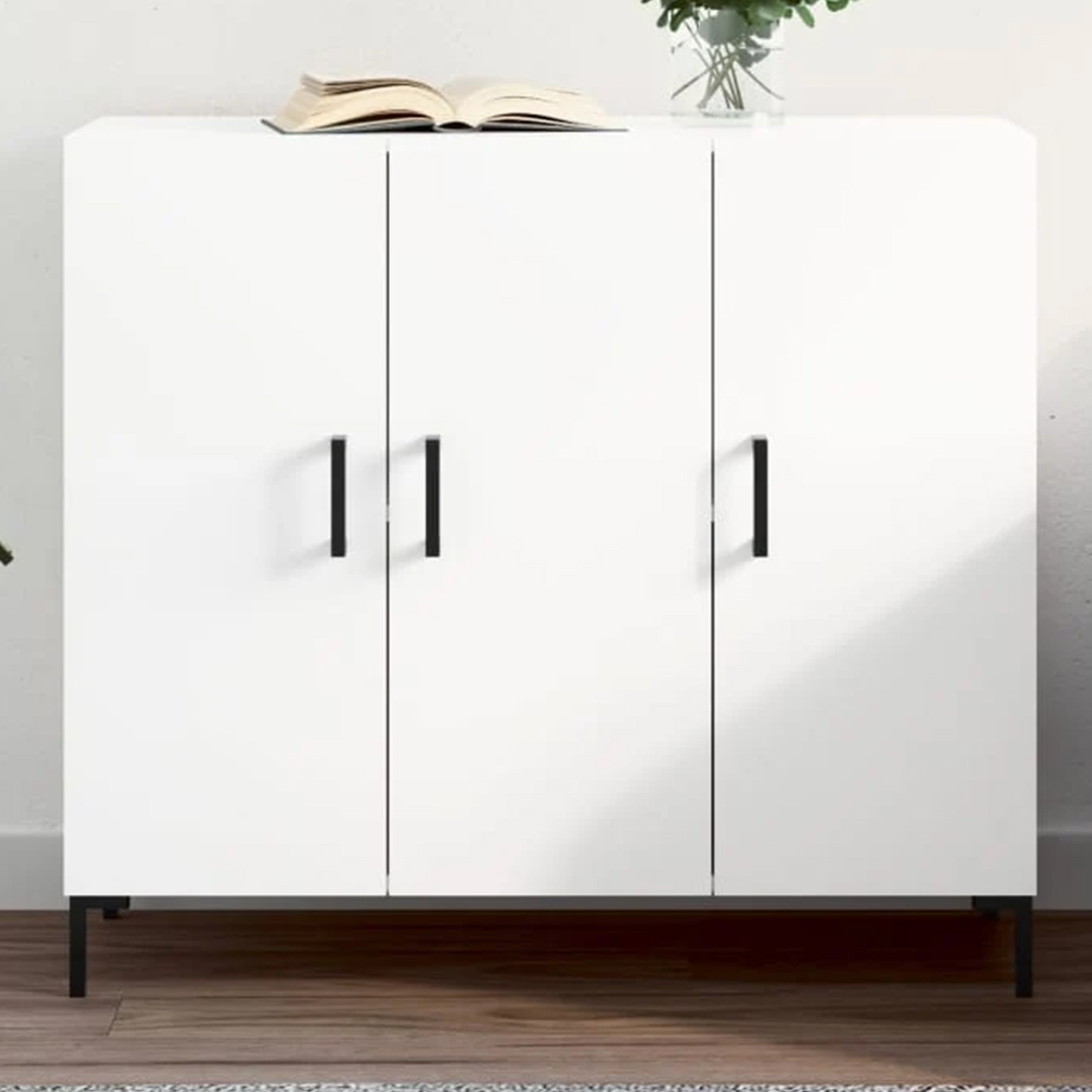 vidaXL 3 Door White Sideboard Image 1