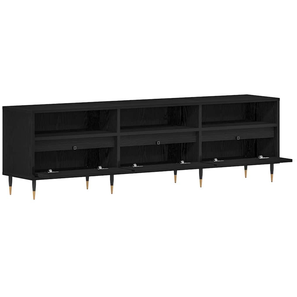 vidaXL 3 Door 3 Shelf Black Oak TV Cabinet Image 5