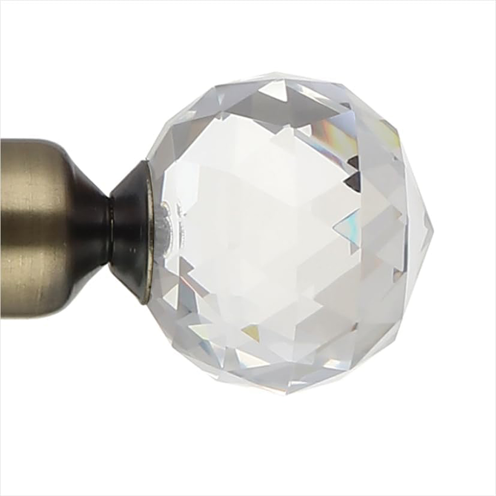 Home Treats 40 to 325cm Extendable Antique Brass Metal Crystal Curtain Pole Image 3